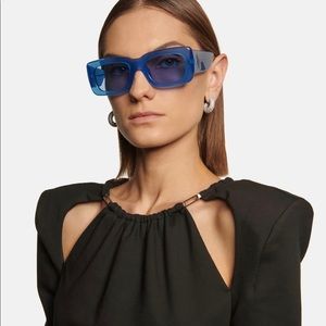 NEW THE ATTICO MARFA RECTANGULAR SUNGLASSES IN BLUE